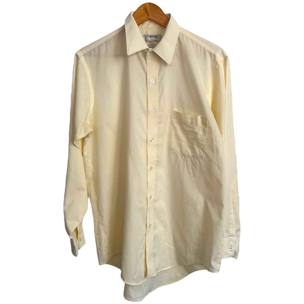 Arrow Broadstreet Cream Button-Up Shirt 90s Preppy Minimalist